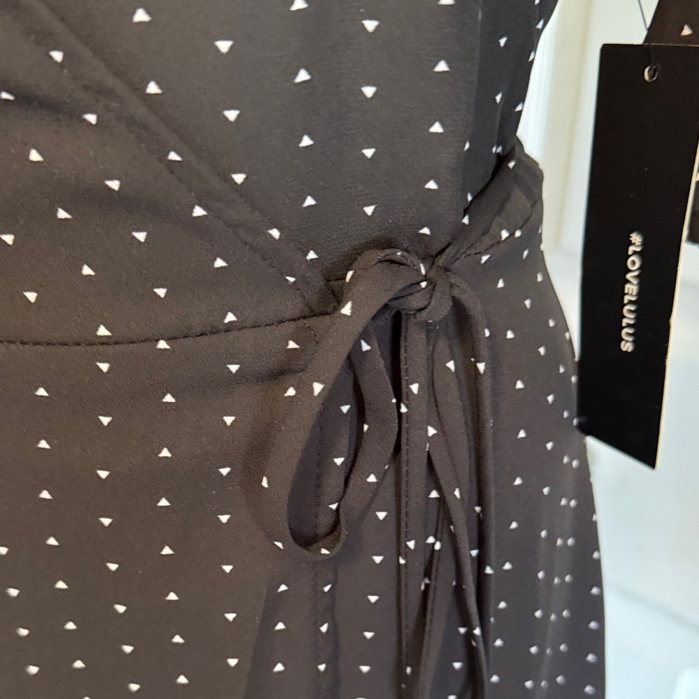 Lulu’s Black - White Wrap Dress - Classic Women's Dress - Picture 7 of 13